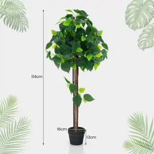 Costway Artificial Hydrangea Tree Fake Potted Silk Tree Faux Indoor Floor Plant