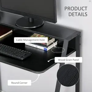 HOMCOM 2-Tier Storage Computer Workstation with Shelf, Metal Frame Black