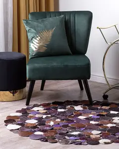 Round Cowhide Rug 140 cm Purple Multicolour SORGUN