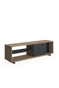 Ruby TV Stand with 4 Shelves and 1 Cabinet, 152 x 35 x 46 cm TV Unit Table for TVs up to 65 inch, Oak