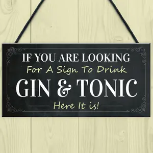 Red Ocean Funny Gin And Tonic Bar Sign Novelty Home Bar Decor Plaque Gin Gifts For Friend