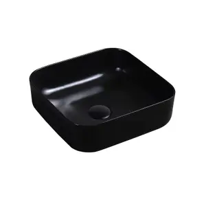 7839 Ceramic 40cm Vert Square Countertop Basin in Matte Black