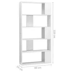 Berkfield Book Cabinet/Room Divider High Gloss White 80x24x159 cm Engineered Wood