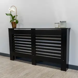 Black Horizontal Line Design Radiator Cover - Large