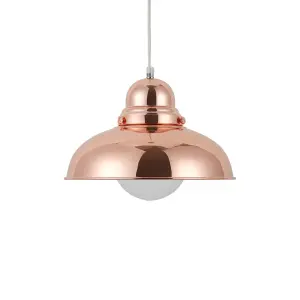 Interiors by Premier Jasper Bell Shaped Pendant Light with Copper Finish