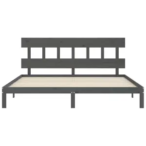 Berkfield Bed Frame with Headboard Grey 200x200 cm Solid Wood