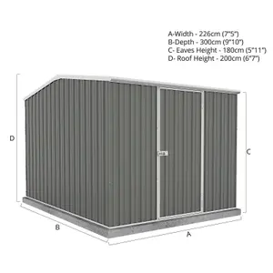 Absco Premier Reverse Apex Woodland Grey Metal Garden Storage Shed 2.26m x 3m (7.5ft x 10ft)