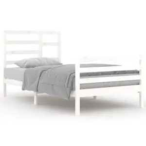 Berkfield Bed Frame White Solid Wood 100x200 cm