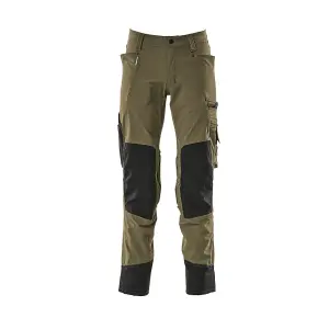 Mascot Advanced Stretch Trousers with Kneepad Pockets - Moss Green   (27) (Leg Length - Regular)