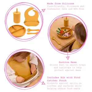 Tiny Dining - Baby Silicone Suction Weaning Set - Dusty Rose - 5pc