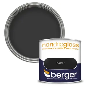 Berger Non Drip Gloss Paint Black - 250ml