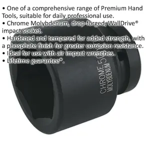 High-Performance 50mm Forged Impact Socket - 1 Inch Square Drive for Air Tools