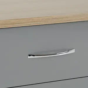 Nevada 3 Drawer Chest in Grey Gloss Light Oak Effect Veneer