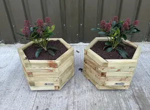 Simply Wood Signature Classic HEXAGON Planter - Large X 2