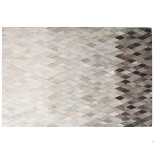 Cowhide Area Rug 160 x 230 cm White and Grey MALDAN