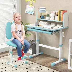 Costway Kids Study Desk Height Adjustable Children Writing Table w/ Tilt Desktop