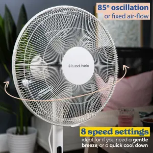 Russell Hobbs Pedestal Fan 3 in 1 White Electric Cooling with Remote RHMPF3IN1