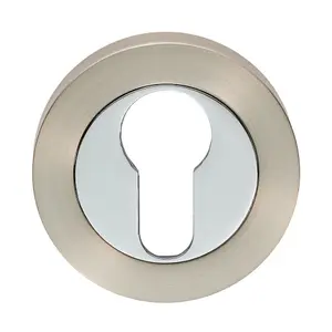 50mm Euro Profile Escutcheon 10mm Depth Concealed Fix Satin Nickel/Chrome