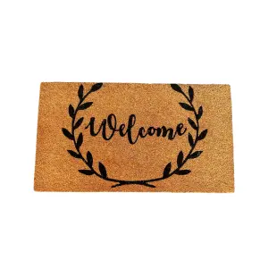 Coir Products Coir Doormat with the Design of a Welcome Wreath