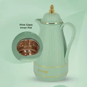 Royalford Glass Vacuum Flask Tea Carafe Airpot 1000ML, Green