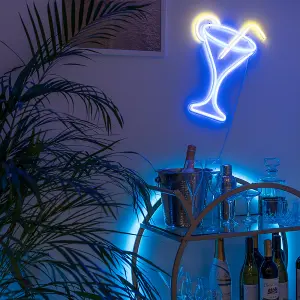 ValueLights Cocktail Glass Neon White Light Decoration