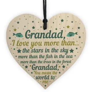 Red Ocean Grandad Gifts For Birthday Christmas Grandad Gifts From Grandchildren Handmade Wooden Hanging Heart Plaque Keepsake