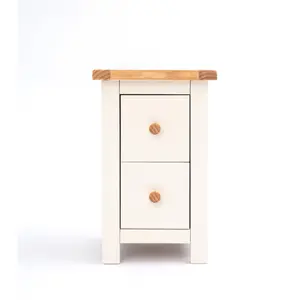 Pompey 2 Drawer Bedside Table Off-White