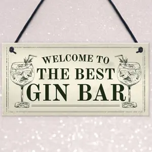 Best Gin Bar Sign Shabby Chic Home Bar Garden Summerhouse Sign Gift