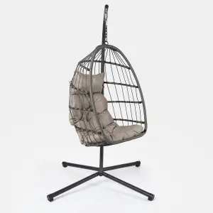 Hanging Egg Chair Outdoor Garden Furniture Patio Seat Pad Pod Seat Swing, Grey