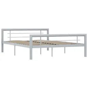 Berkfield Bed Frame Grey and White Metal 120x200 cm