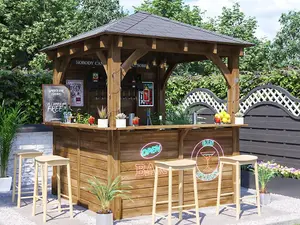 Dunster House Garden Bar Wooden Outdoor Pub Shed Gazebo 2.5m x 2.5m Heavy Duty Leviathan L