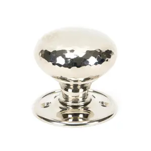 From The Anvil Polished Nickel Hammered Mushroom Mortice/Rim Knob Set