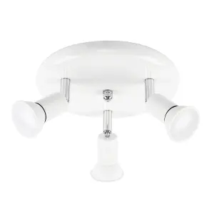 ValueLights Modern Gloss White Chrome 3 Way GU10 Ceiling Spotlight