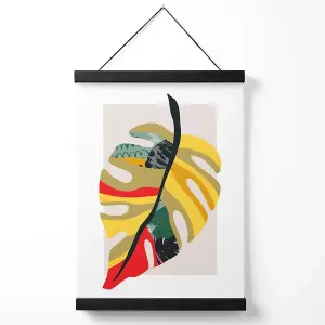 Tropical Monstera Green and Red Minamilist Medium Poster with Black Hanger