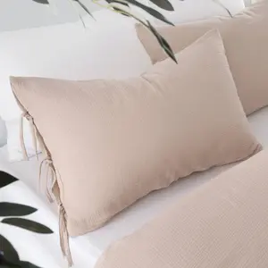 Afra Cotton Muslin 100% Cotton Duvet Cover Set with Pillowcases Blush Pink / Single