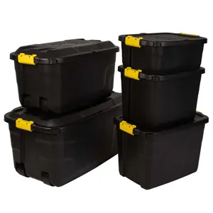 Strata Heavy duty Black 24L Small Stackable Storage box & Lid