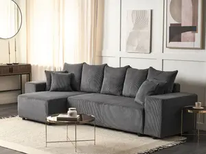 Corner Sofa LUSPA Dark Grey Corduroy Right Hand