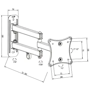 TV Bracket - for 10 - 24 inch screens, extendable, tilt, swivel TV wall mount - black