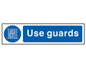 Durable PVC Scan Use Guards Sign - 200 x 50mm for Safety Compliance