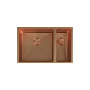 Kersin Elite Brushed Copper Undermounted 1.5 Bowl Sink (W) 670 x (L) 440mm