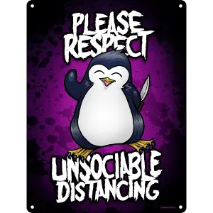 Psycho Penguin Unsociable Distancing Plaque Black/Purple/White (One Size)