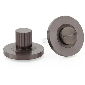 Modern Reeded Thumbturn & Release Lock - Lined Dark Bronze - Bathroom Door