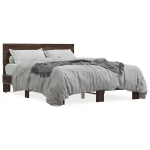 Berkfield Bed Frame without Mattress Brown Oak 135x190 cm Double