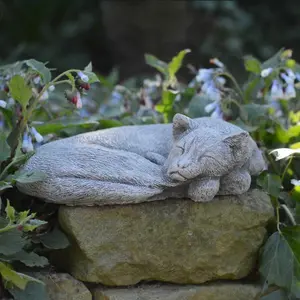 Stone Cast Sleeping Cat Ornament