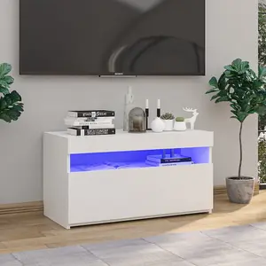 Berkfield TV Cabinet with LED Lights White 75x35x40 cm