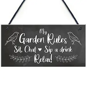 Red Ocean My Garden Rules Sign Shabby Chic Sign Summerhouse Sign Garden Shed Sign Friendship Gift