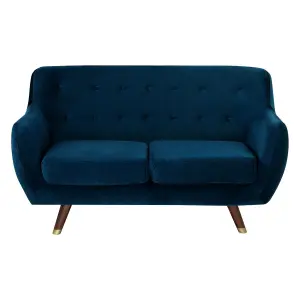 2 Seater Velvet Sofa Navy Blue BODO