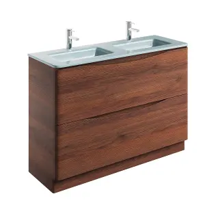 Eden 1200mm Floorstanding Vanity Unit in Redwood & White Glass Basin