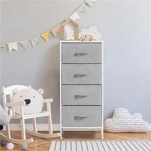 Yaheetech Fabric Chest of Drawers with 4 Drawers Light Grey