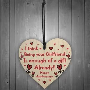 Red Ocean Funny Anniversary Gift For Girlfriend Novelty Wooden Heart Sign Anniversary Gift For Her